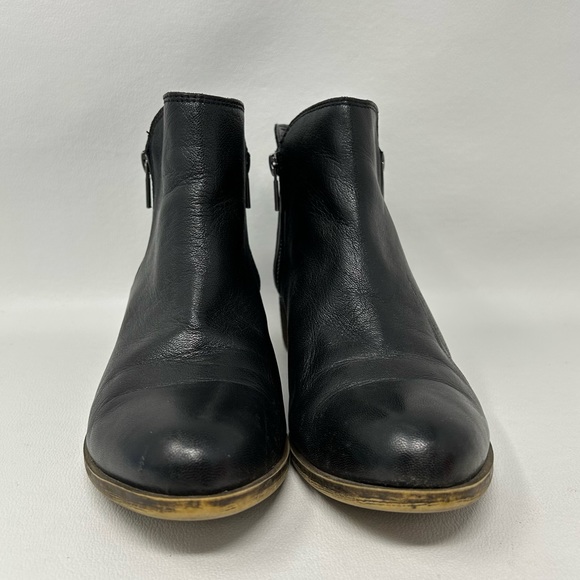 Lucky Brand Breah Booties Womens Size 9 Black Leather Double Zipper Ankle Boot - Picture 9 of 13